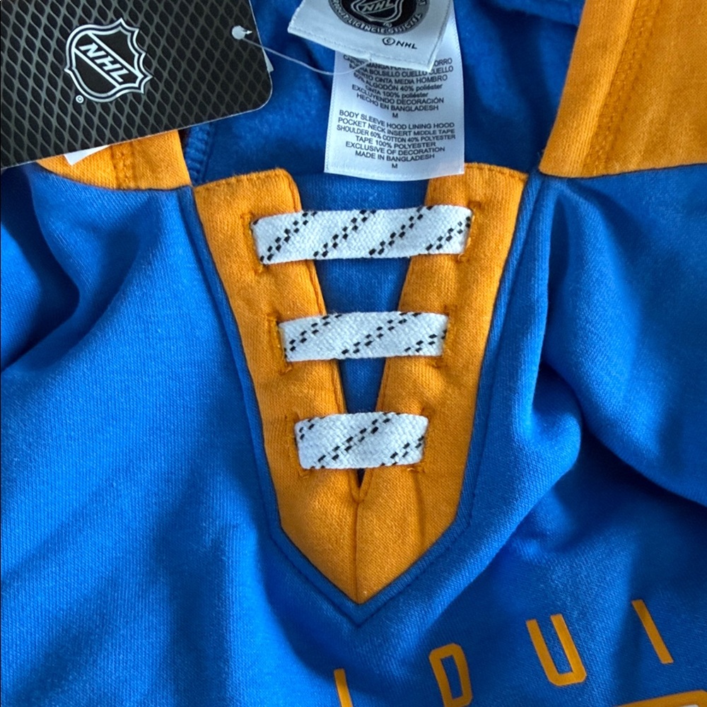 NHL St. Louis Blues Blue and Orange Hoodie Size Medium Unisex - Picture 4 of 5